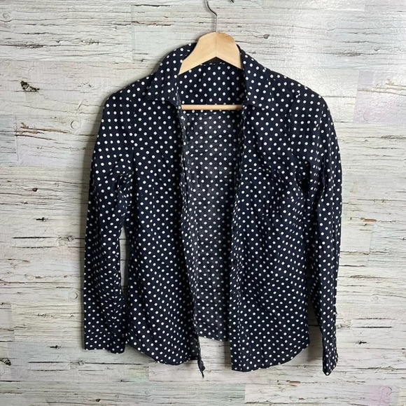 The limited blue white polka dot  blouse top size small - Picture 1 of 10